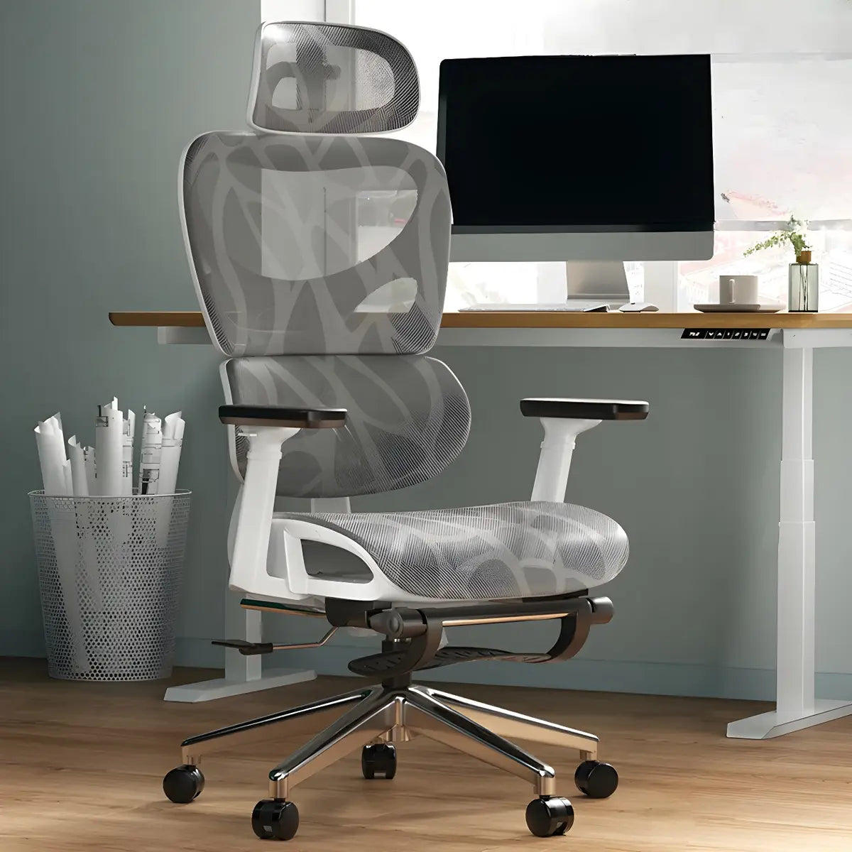 Swivel Modern Ergonomic Mesh Office Chair with Wheels Image - 5