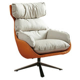 Swivel Orange Leather Recessed Arm Fixed Back Arm Chair Image - 8