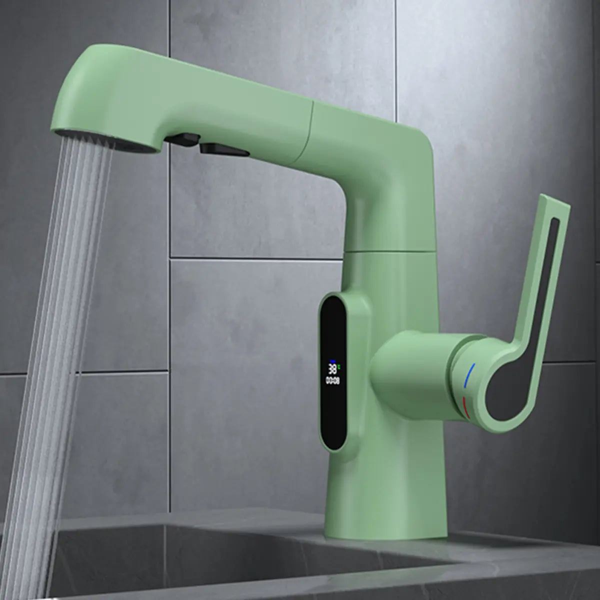 Swivel Spout Aerator Included Gooseneck Green Faucet Image - 6