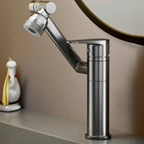 Swivel Spout Low Arc Stainless Steel Gun Grey Sink Faucet Image - 8