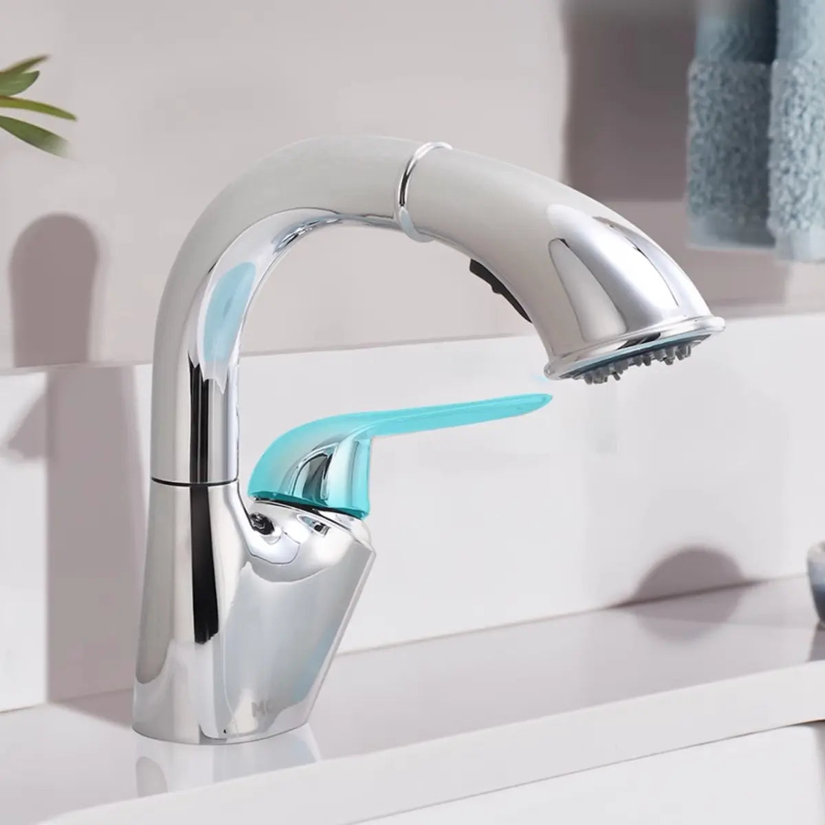 Swivel Spout Touch Low Arc Nickel Finish Bathroom Faucet Image - 9