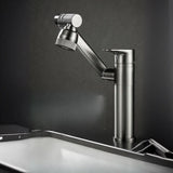 Swivel Spout Touch Square Copper Grey Bathroom Sink Faucet Image - 2