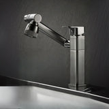 Swivel Spout Touch Square Copper Grey Bathroom Sink Faucet Image - 3