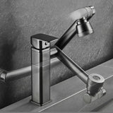 Swivel Spout Touch Square Copper Grey Bathroom Sink Faucet Image - 6