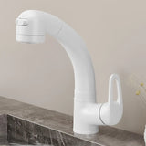 Swivel Spout Valve Curved Brass White Tall Sink Faucet Image - 2