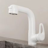 Swivel Spout Valve Curved Brass White Tall Sink Faucet Image - 5