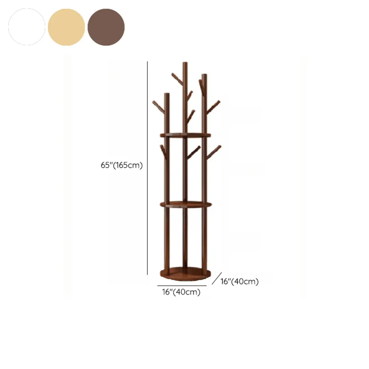 Swivel Tree Shape Wooden Nut-Brown Hooks Coat Rack 