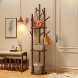 Swivel Tree Shape Wooden Nut-Brown Hooks Coat Rack Image - 2