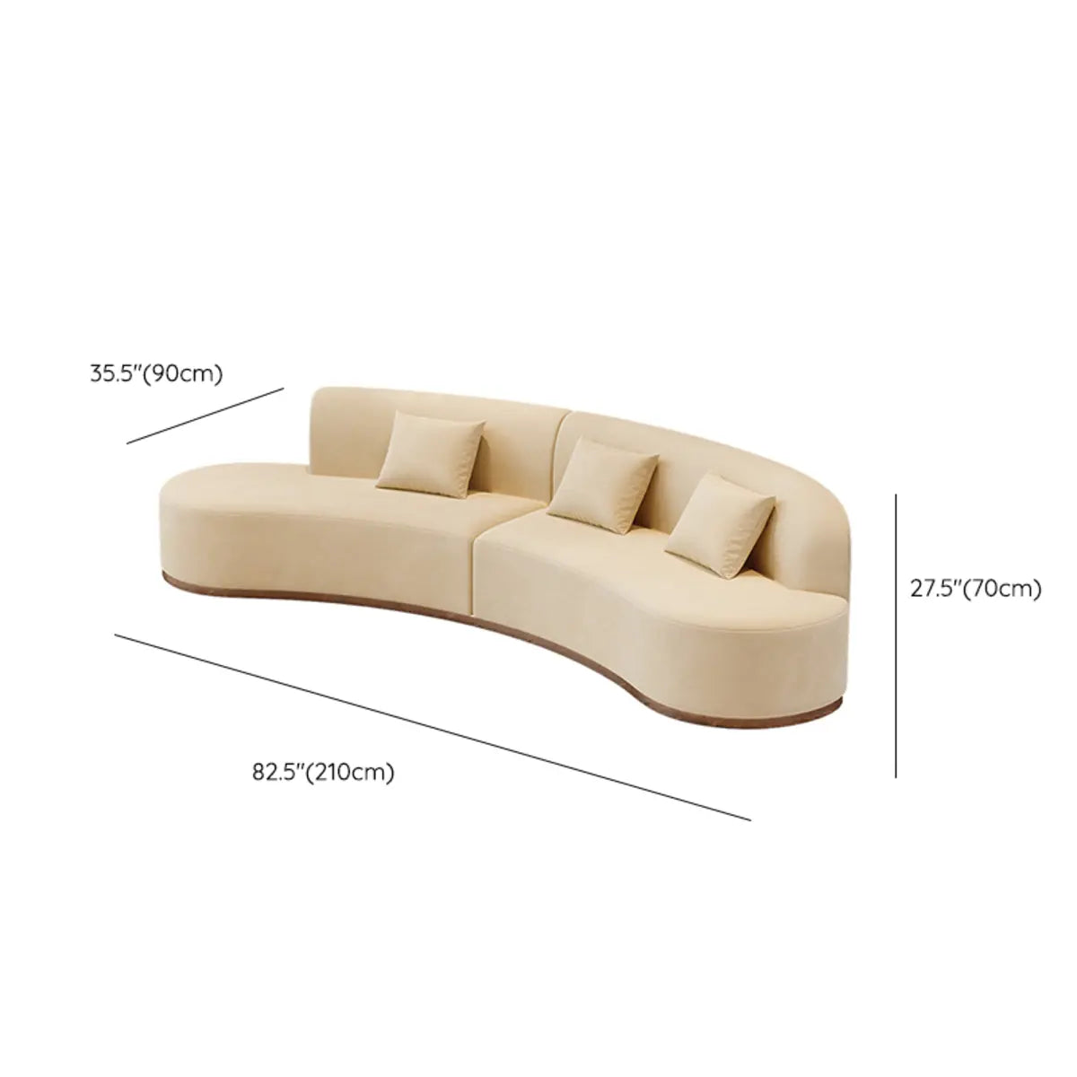 Symmetrical Frosted Velvet Curved Corner Sectional 