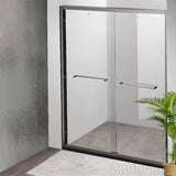 Symmetrical Sliding Glass Shower Door with Towel Bar Image - 1