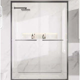 Symmetrical Sliding Glass Shower Door with Towel Bar Image - 6