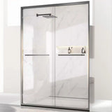 Symmetrical Sliding Glass Shower Door with Towel Bar Image - 7