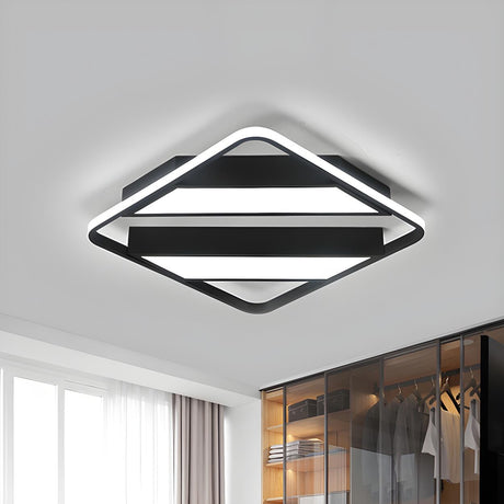 Symmetrical Square Trapezoid LED Flush Mount Light Image - 2