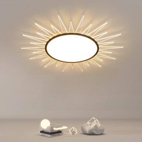 Symmetrical Sunburst LED Flush Mount Light Living Room Image - 1