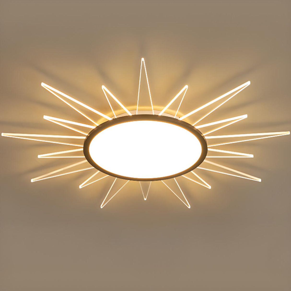 Symmetrical Sunburst LED Flush Mount Light Living Room Image - 13