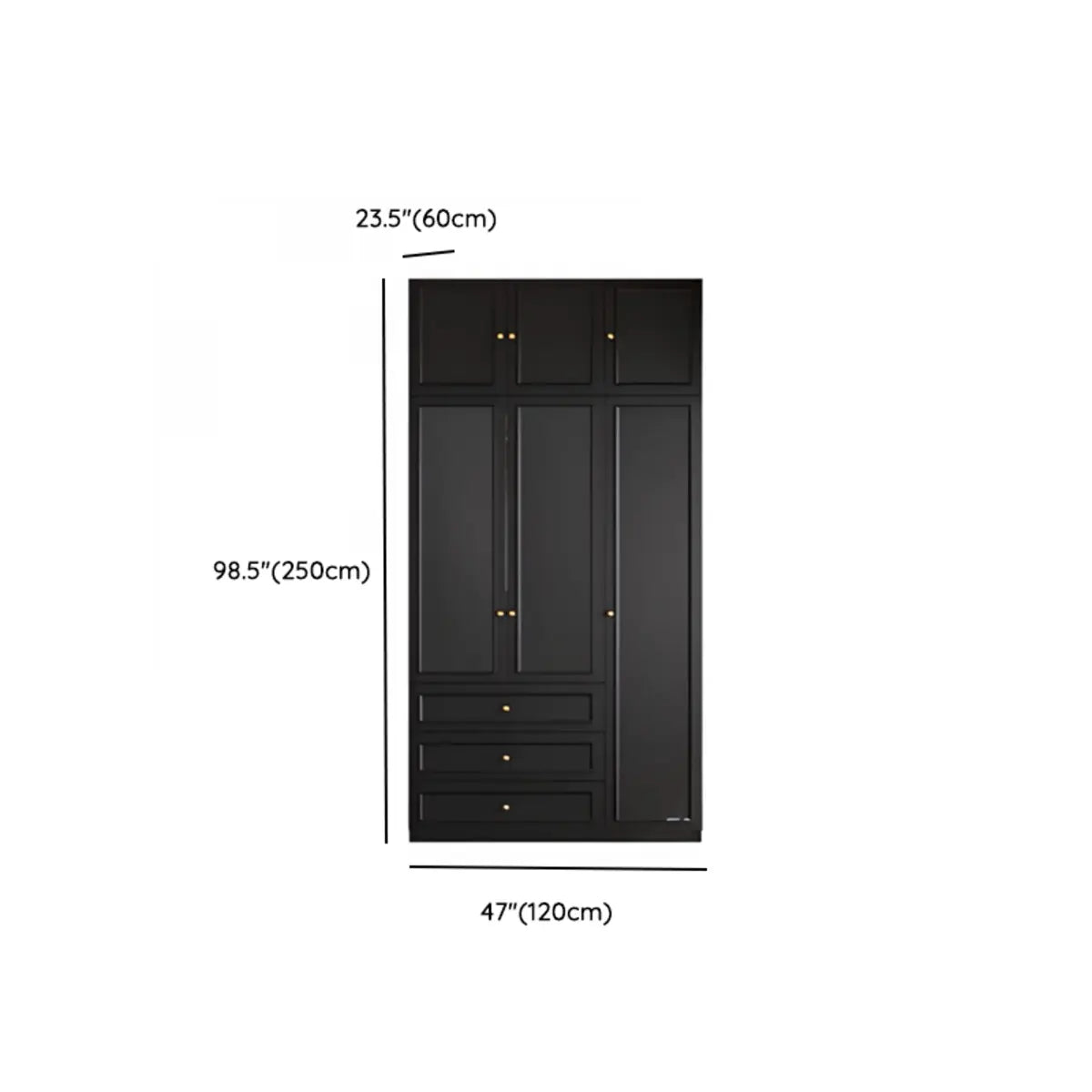 Tall Black Timber Soft-Close Freestanding Wardrobe 