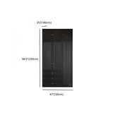 Tall Black Timber Soft-Close Freestanding Wardrobe #size