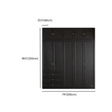 Tall Black Timber Soft-Close Freestanding Wardrobe Image - 17