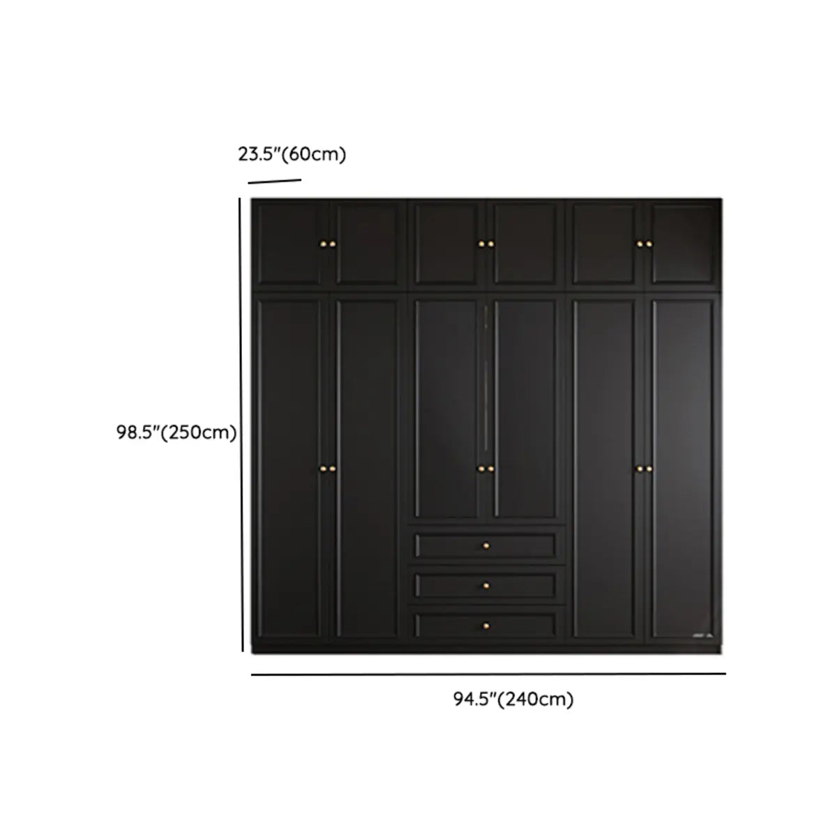 Tall Black Timber Soft-Close Freestanding Wardrobe Image - 19