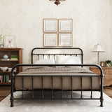 Tall Clearance Alloy Black Open-Frame Bed with Headboard Image - 1