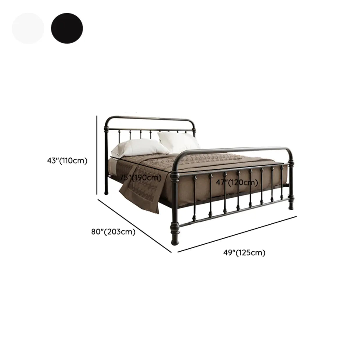 Tall Clearance Alloy Black Open-Frame Bed with Headboard 