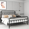 Tall Clearance Alloy Black Open-Frame Bed with Headboard Image - 2