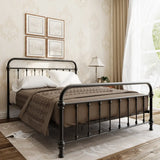 Tall Clearance Alloy Black Open-Frame Bed with Headboard Image - 4