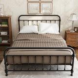 Tall Clearance Alloy Black Open-Frame Bed with Headboard Image - 5