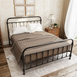 Tall Clearance Alloy Black Open-Frame Bed with Headboard Image - 6