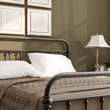 Tall Clearance Alloy Black Open-Frame Bed with Headboard Image - 9