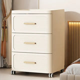 Tall Off-White Plastic Storage Drawers Chest with Casters Image - 12