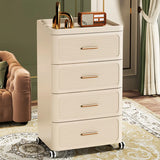 Tall Off-White Plastic Storage Drawers Chest with Casters Image - 18