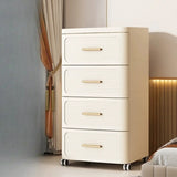 Tall Off-White Plastic Storage Drawers Chest with Casters Image - 2