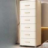 Tall Off-White Plastic Storage Drawers Chest with Casters Image - 21