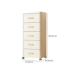 Tall Off-White Plastic Storage Drawers Chest with Casters Image - 24