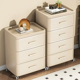 Tall Off-White Plastic Storage Drawers Chest with Casters Image - 6