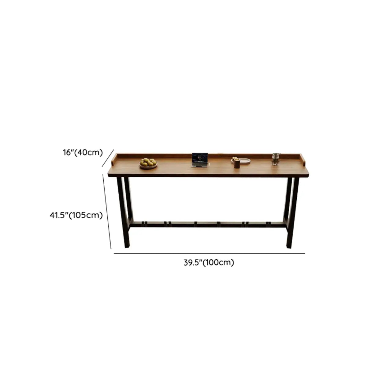 Tall Rectangular Wood Metal Brown Bar Set with Stools Image - 10