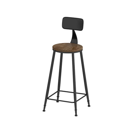 Tall Rectangular Wood Metal Brown Bar Set with Stools Image - 2