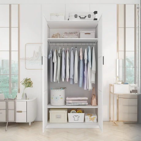 Tall White Alloy Wardrobe with Shelves and Drawers Image - 1