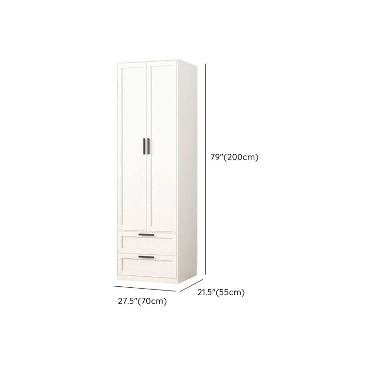 Tall White Alloy Wardrobe with Shelves and Drawers Image - 26