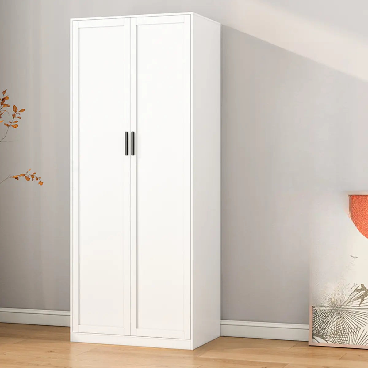 Tall White Alloy Wardrobe with Shelves and Drawers Image - 3