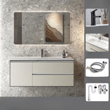 Tan Sink MDF Bathoom Vanity with Storage and Mirror Image - 11