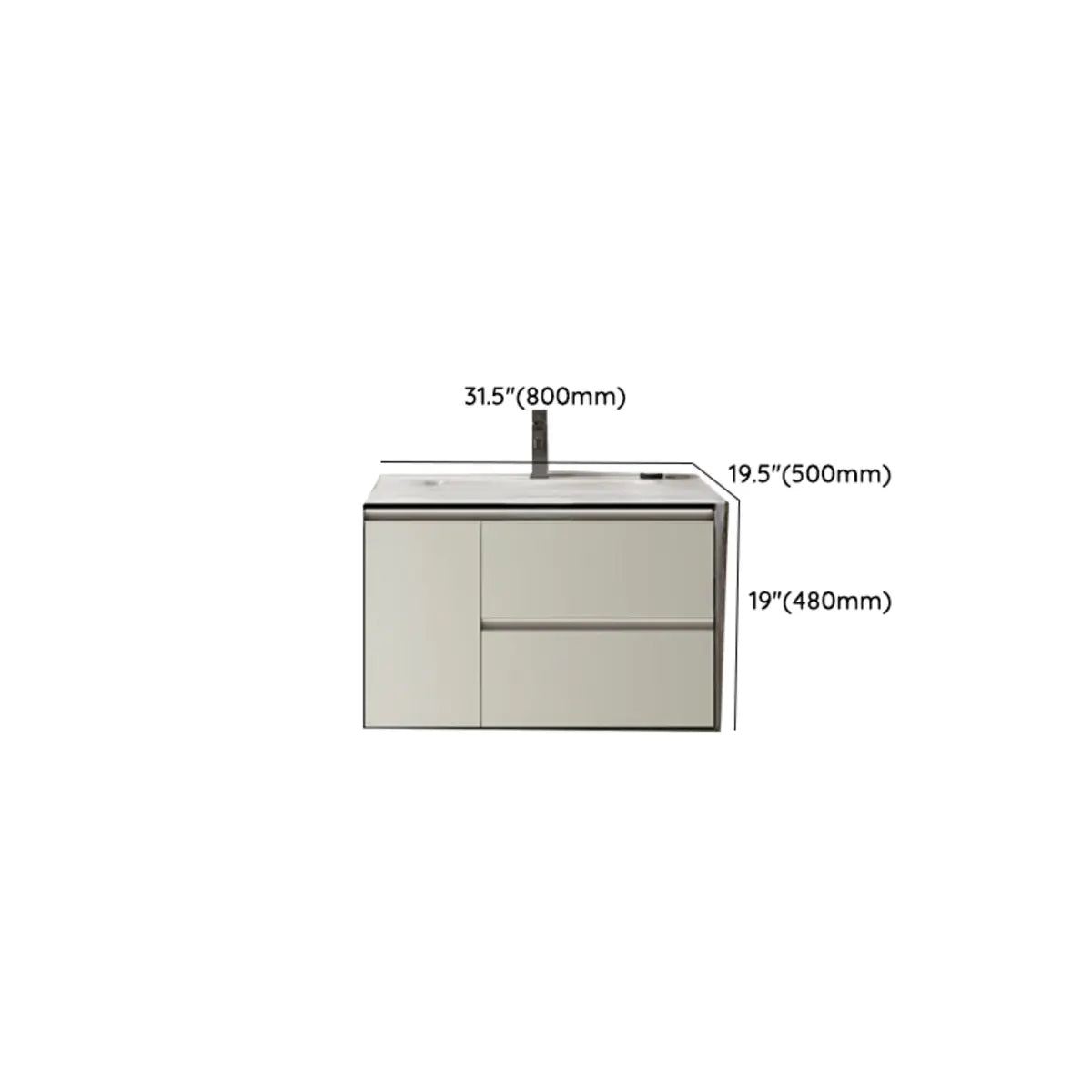 Tan Sink MDF Bathoom Vanity with Storage and Mirror Image - 15