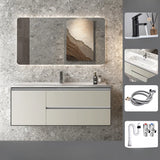 Tan Sink MDF Bathoom Vanity with Storage and Mirror Image - 3