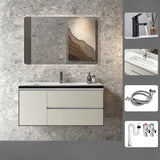 Tan Sink MDF Bathoom Vanity with Storage and Mirror Image - 5