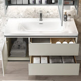 Tan Sink MDF Bathoom Vanity with Storage and Mirror Image - 8