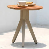 Teak Wood Round Top Aluminum Frame Outdoor Coffee Table Image - 19