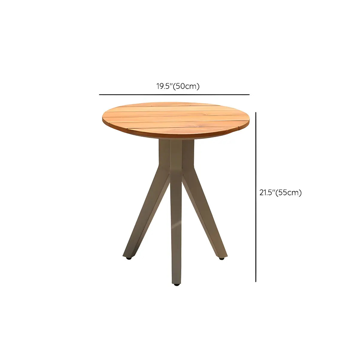 Teak Wood Round Top Aluminum Frame Outdoor Coffee Table Image - 27