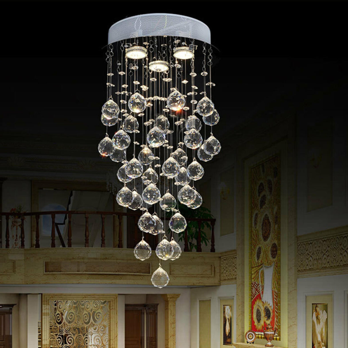 Teardrop Luxury Crystal Flush Mount Light Dining Room Image - 3