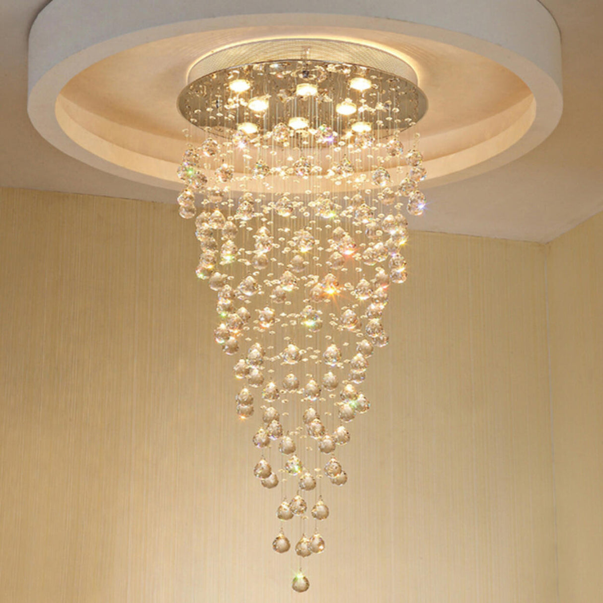 Teardrop Luxury Crystal Flush Mount Light Dining Room Image - 6